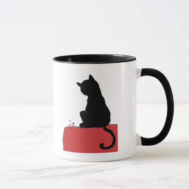 Maus-Lieben Schwarze Katze Zwei-Tonen-Tasse Tasse (Rechts)
