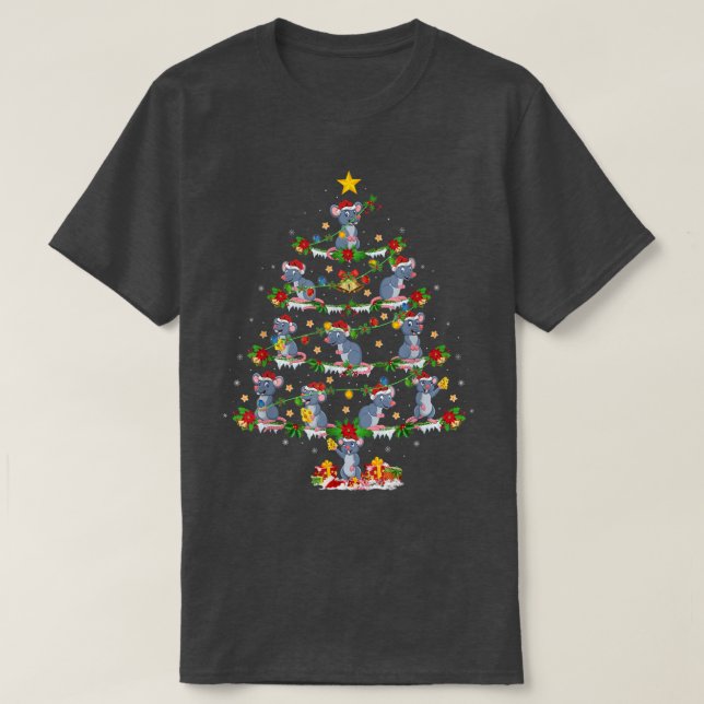 Maus Lover Xmas Lights Maus Weihnachtsbaum T-Shirt (Design vorne)