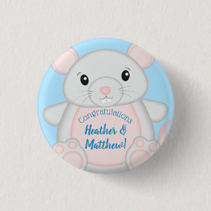 Maus Mice Baby Dusche Blue Button
