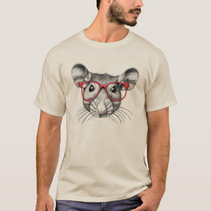 Maus mit Brille, Mäuse Liebhaber T-Shirt