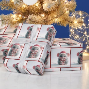 Maus mit Candy Cane Herz Geschenkpapier