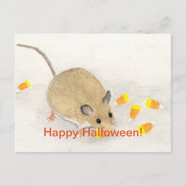 Maus mit Candy Corns Postkarte (Vorderseite)
