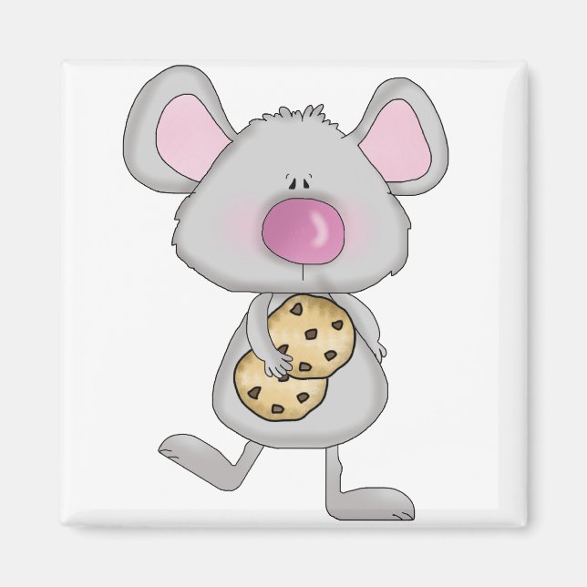 Maus mit Cookies Tshirts und Geschenke Magnet (Vorne)