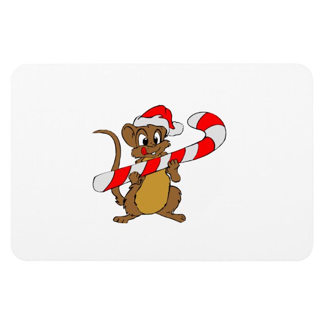Maus mit einem Weihnachtskandinken Magnet (Horizontal)
