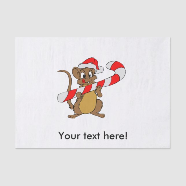 Maus mit einem Weihnachtskandinken Seidenpapier (Vorderseite)