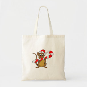 Maus mit einem Weihnachtskandinken Tragetasche