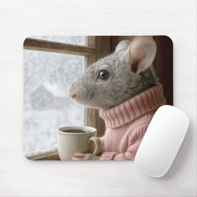 Maus mit einer Tasse Kaffee Mousepad (Mit Mouse)