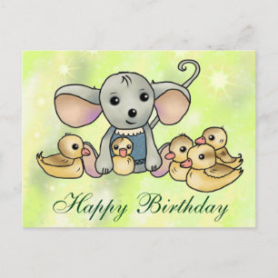 Maus mit Entchen Postkarte