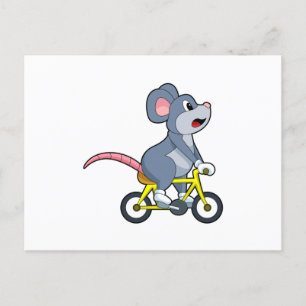 Maus mit Fahrrad Postkarte