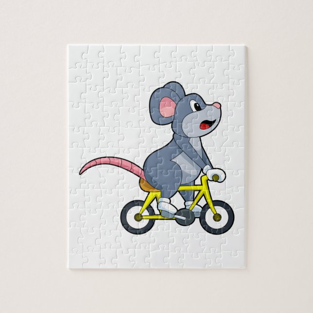 Maus mit Fahrrad Puzzle (Vertikal)