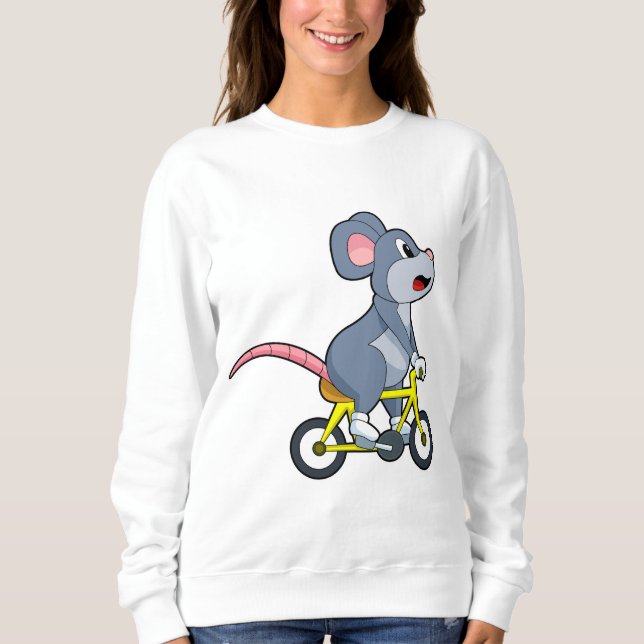 Maus mit Fahrrad Sweatshirt (Vorderseite)