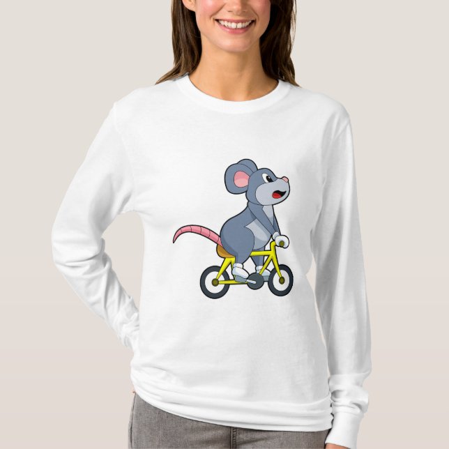 Maus mit Fahrrad T-Shirt (Vorderseite)