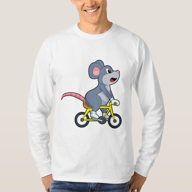 Maus mit Fahrrad T-Shirt (Vorderseite)