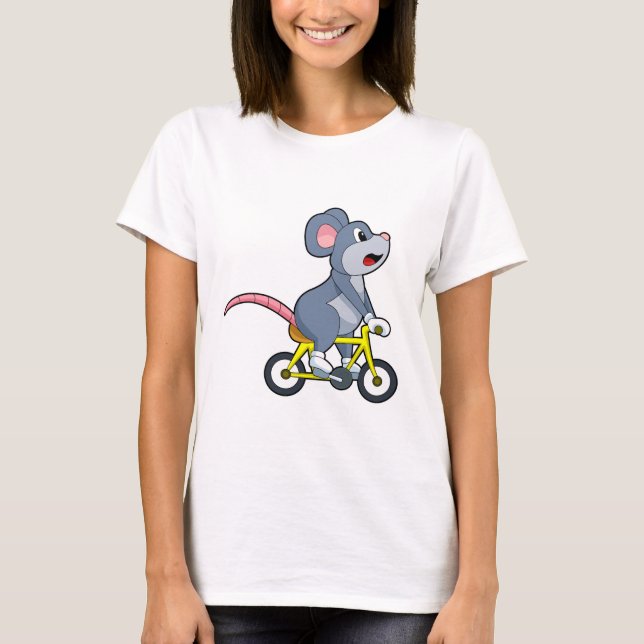 Maus mit Fahrrad T-Shirt (Vorderseite)