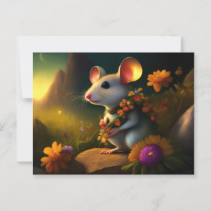 Maus mit Garland von Blume Postkarte