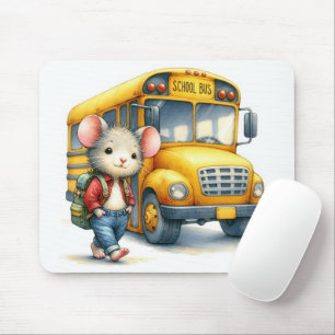 Maus mit gelbem Schulbus Mousepad