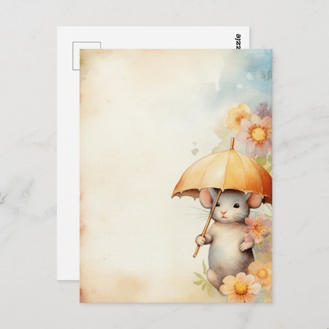 Maus mit gelbem Untergrund Postkarte (Vorne/Hinten)