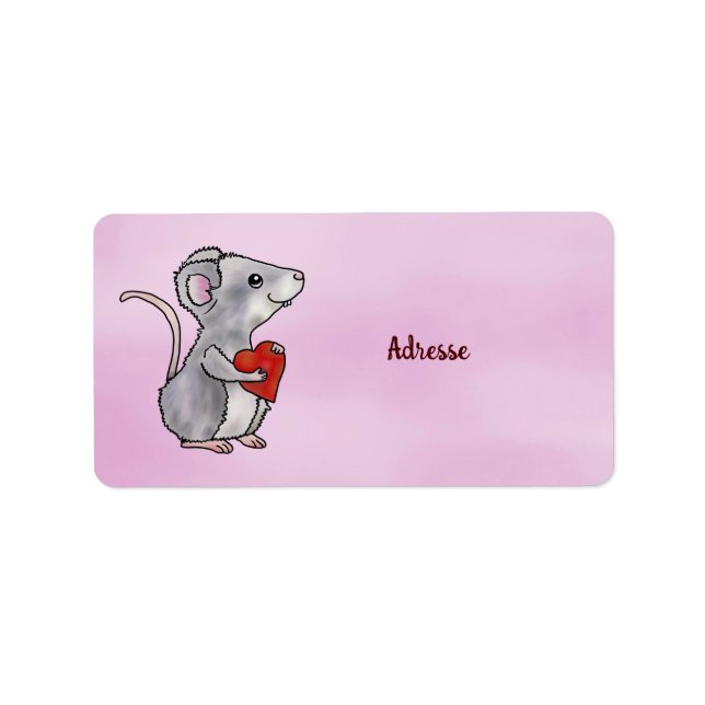 Maus mit Herz Adressaufkleber (Vorne)