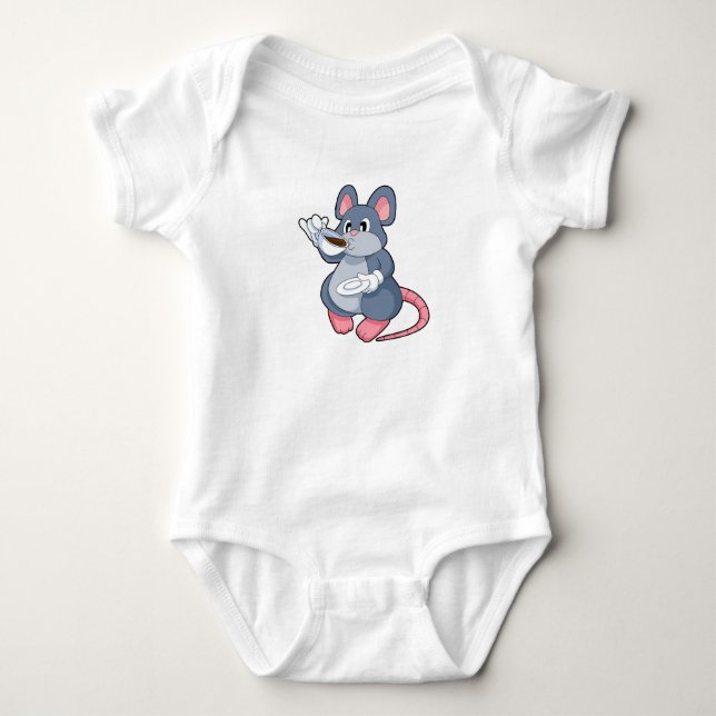 Maus mit Kaffee-Cup Baby Strampler (Vorderseite)