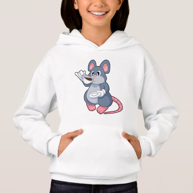 Maus mit Kaffee-Cup Hoodie (Vorderseite)