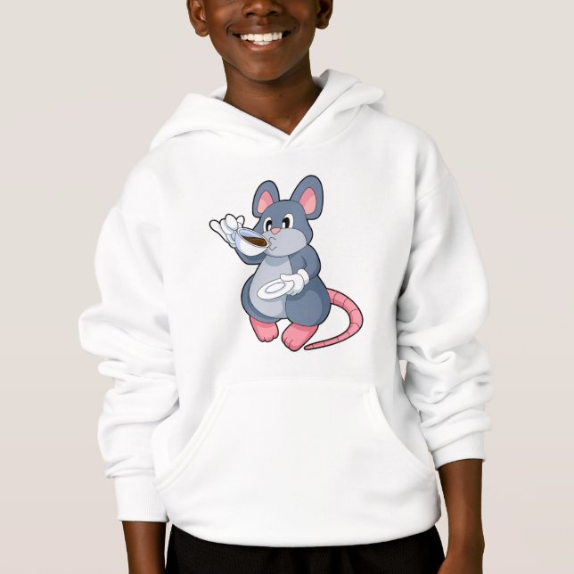 Maus mit Kaffee-Cup Hoodie (Vorderseite)