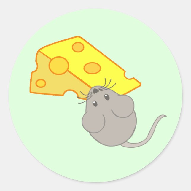Maus mit Käse Runder Aufkleber (Vorderseite)