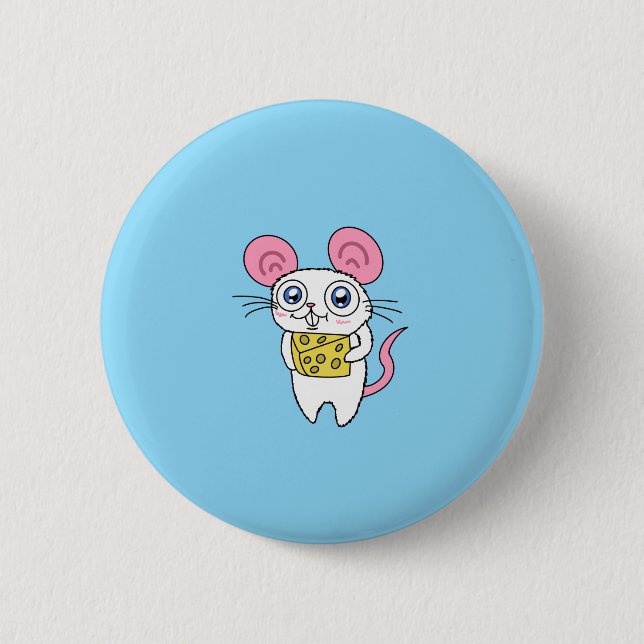 Maus mit Käseknopf  Button (Vorderseite)
