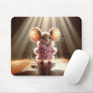 Maus mit rosa Robe und Slippers Mousepad
