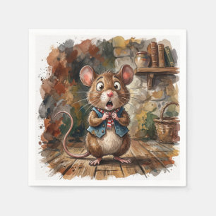 Maus mit überraschter Miene Serviette