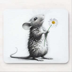 Maus mit weißer Daisy Mousepad