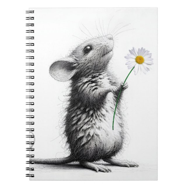 Maus mit weißer Daisy Notizblock (Vorderseite)