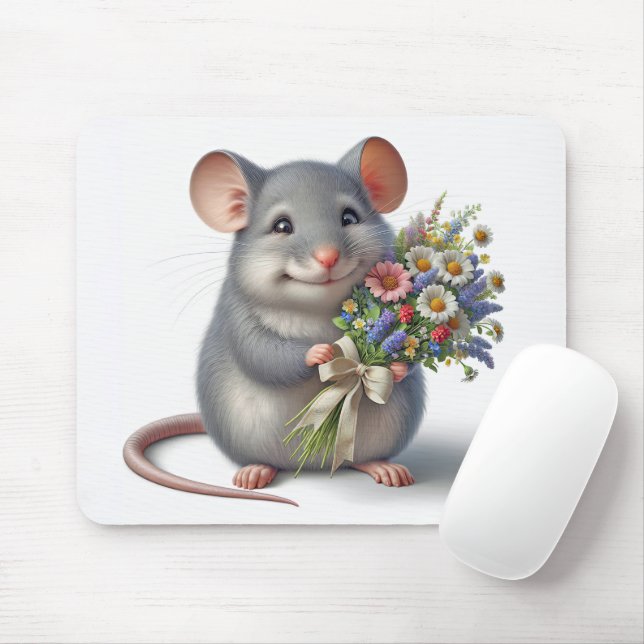Maus mit Wildblume Bouquet Mousepad (Mit Mouse)