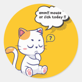 Maus oder Fisch? - lustiges Haustier - Tief denken Runder Aufkleber