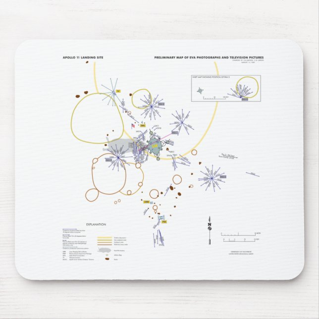 Maus Pad Apollo 11 Foto Karte Mondlauf Mousepad (Vorne)