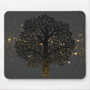 Maus-Pad mit schwarzem und goldenem Baum Mousepad