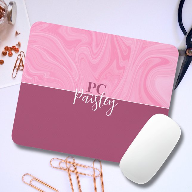 Maus-Pad - Monogramm rosa Marmor zwei Tonne Mousepad (Von Creator hochgeladen)