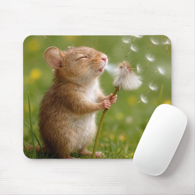 Maus pustet Löwenzahnsamen weg Mousepad (Mit Mouse)