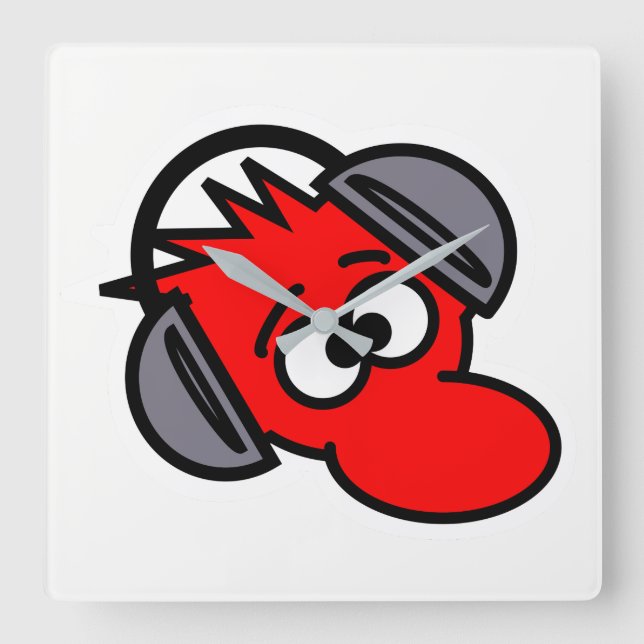 Maus Quadratische Wanduhr (Vorderseite)