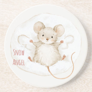 Maus Schnee Engel Winter Weihnachten Getränkeuntersetzer