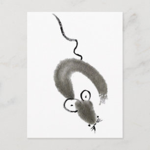 Maus, Sumi-e Postkarte