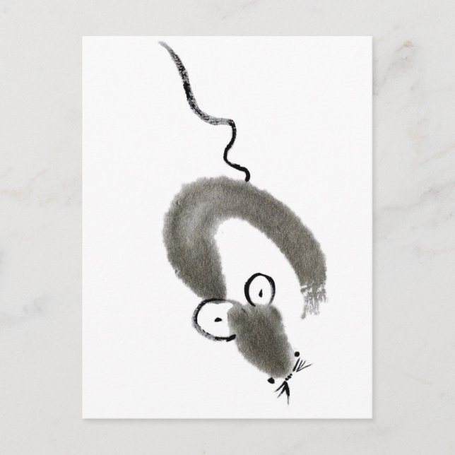 Maus, Sumi-e Postkarte (Vorderseite)
