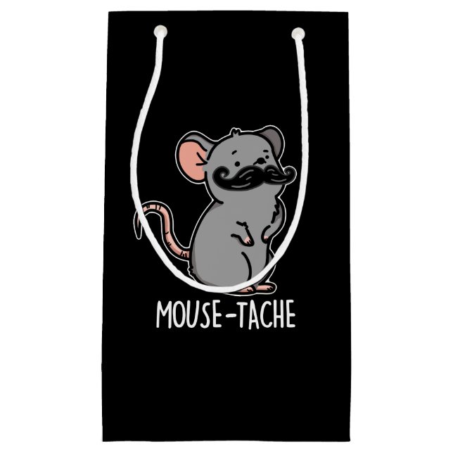 Maus tache Funny Mouse Pun Dark BG Kleine Geschenktüte (Vorderseite)