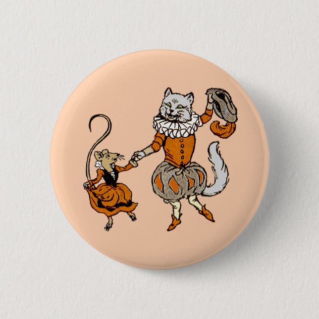 Maus tanzen mit Katze Button (Vorderseite)