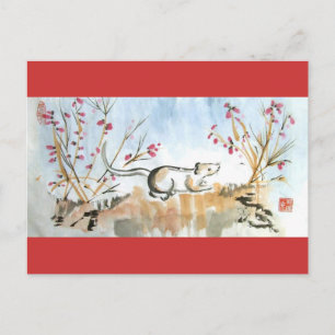 Maus und Berries Postkarte