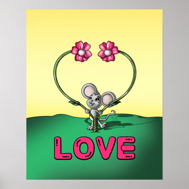 Maus und Blumen Poster (Vorne)