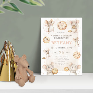 Maus und Cookies Geburtstagsparty Einladung