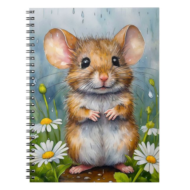 Maus und Gänseblümchen Schulheft Notizblock (Vorderseite)
