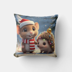 Maus und Igel Weihnachtskissen Kissen