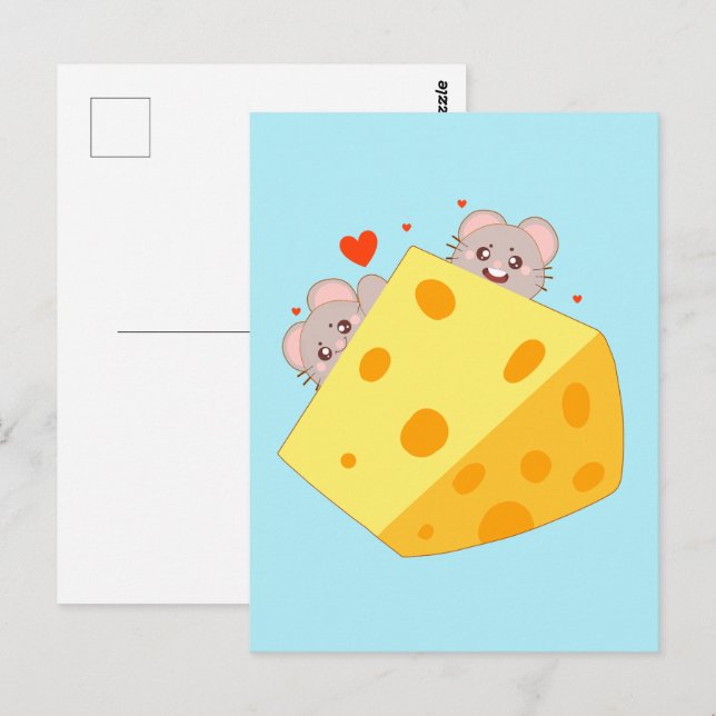Maus und Käse Postkarte (Vorne/Hinten)