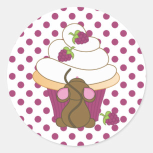 Maus und Kuchen Runder Aufkleber